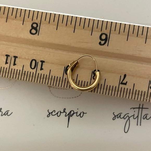 NEW OS 1960s 14kt solid yellow gold wires pierced hoop earrings VTG Mid Century - Picture 6 of 7